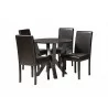 Baxton Studio Rosi Modern Espresso Brown Faux Leather and Wood 5-Piece Dining Set - Set in Front Side Angle - Baxton Studio Rosi Modern Espresso Brown Faux Leather and Wood 5-Piece Dining Set - Set in Front Side Angle