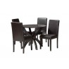 Baxton Studio Trine Modern Espresso Brown Faux Leather and Wood 5-Piece Dining Set - Set in Front Side Angle