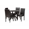 Baxton Studio Trine Modern Espresso Brown Faux Leather and Wood 5-Piece Dining Set - Set in Front Side Angle - Baxton Studio Trine Modern Espresso Brown Faux Leather and Wood 5-Piece Dining Set - Set in Front Side Angle
