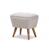 Baxton Studio Petronelle Mid-Century Modern Greyish Beige Fabric Upholstered Walnut Brown Finished Wood Ottoman - Angled