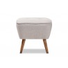 Baxton Studio Petronelle Mid-Century Modern Greyish Beige Fabric Upholstered Walnut Brown Finished Wood Ottoman - Front