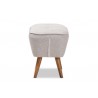 Baxton Studio Petronelle Mid-Century Modern Greyish Beige Fabric Upholstered Walnut Brown Finished Wood Ottoman - Side