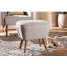 Baxton Studio Petronelle Mid-Century Modern Greyish Beige Fabric Upholstered Walnut Brown Finished Wood Ottoman - Lifestyle
