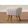 Baxton Studio Petronelle Mid-Century Modern Greyish Beige Fabric Upholstered Walnut Brown Finished Wood Ottoman - Lifestyle - Baxton Studio Petronelle Mid-Century Modern Greyish Beige Fabric Upholstered Walnut Brown Finished Wood Ottoman - Lifestyle