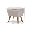 Baxton Studio Petronelle Mid-Century Modern Greyish Beige Fabric Upholstered Walnut Brown Finished Wood Ottoman - With Dimensions