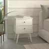 Alpine Furniture Flynn Mid Century Modern 2 Drawer Nightstand, White - Lifestyle - Alpine Furniture Flynn Mid Century Modern 2 Drawer Nightstand, White - Lifestyle