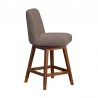 Armen Living Amalie Swivel Bar Stool in Gray & Brown Oak Wood Finish with Taupe Boucle Fabric Side