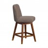 Armen Living Amalie Swivel Counter Stool in Gray & Brown Oak Wood Finish with Taupe Boucle Fabric Side