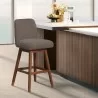 Armen Living Amalie Swivel Counter Stool in Gray & Brown Oak Wood Finish with Taupe Boucle Fabric - Armen Living Amalie Swivel Counter Stool in Gray & Brown Oak Wood Finish with Taupe Boucle Fabric