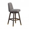 Armen Living Amalie Swivel Counter Stool in Gray & Brown Oak Wood Finish with Gray Boucle Fabric Front