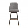 Armen Living Amalie Swivel Bar Stool in Gray & Brown Oak Wood Finish with Gray Boucle Fabric Front