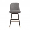 Armen Living Amalie Swivel Counter Stool in Gray & Brown Oak Wood Finish with Gray Boucle Fabric Front