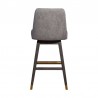 Armen Living Amalie Swivel Bar Stool in Gray & Brown Oak Wood Finish with Gray Boucle Fabric Back