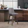Armen Living Amalie Swivel Bar Stool in Gray & Brown Oak Wood Finish with Gray Boucle Fabric 