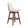 Armen Living Amalie Swivel Bar Stool in Gray & Brown Oak Wood Finish with Beige Boucle Fabric Front