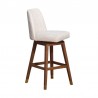 Armen Living Amalie Swivel Counter Stool in Gray & Brown Oak Wood Finish with Beige Boucle Fabric Front