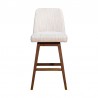 Armen Living Amalie Swivel Bar Stool in Gray & Brown Oak Wood Finish with Beige Boucle Fabric Front