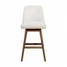Armen Living Amalie Swivel CounterStool in Gray & Brown Oak Wood Finish with Beige Boucle Fabric Front - Armen Living Amalie Swivel CounterStool in Gray & Brown Oak Wood Finish with Beige Boucle Fabric Front