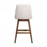 Armen Living Amalie Swivel Bar Stool in Gray & Brown Oak Wood Finish with Beige Boucle Fabric Front Back
