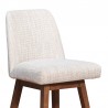 Armen Living Amalie Swivel Bar Stool in Gray & Brown Oak Wood Finish with Beige Boucle Fabric Front Half