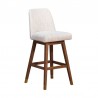 Armen Living Amalie Swivel Counter Stool in Gray & Brown Oak Wood Finish with Beige Boucle Fabric Front