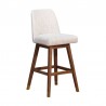 Armen Living Amalie Swivel Counter Stool in Gray & Brown Oak Wood Finish with Beige Boucle Fabric Front