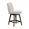 Armen Living Stancoste Swivel Counter Stool in Gray Oak Wood Finish with Taupe Fabric Side