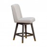 Armen Living Stancoste Swivel Counter Stool in Gray Oak Wood Finish with Taupe Fabric Side