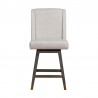Armen Living Stancoste Swivel Counter Stool in Gray Oak Wood Finish with Taupe Fabric Front