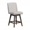 Armen Living Stancoste Swivel Counter Stool in Gray Oak Wood Finish with Taupe Fabric Side