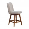 Armen Living Stancoste Swivel Counter Stool in Brown Oak Wood Finish with Taupe Fabric Side