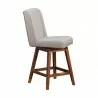 Armen Living Stancoste Swivel Counter Stool in Brown Oak Wood Finish with Taupe Fabric Side - Armen Living Stancoste Swivel Counter Stool in Brown Oak Wood Finish with Taupe Fabric Side