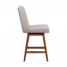 Armen Living Stancoste Swivel Counter Stool in Brown Oak Wood Finish with Taupe Fabric Side