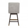 Armen Living Stancoste Swivel in Grey Oak Wood Finish with Mocha Fabric Back