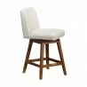 Basila Swivel Counter Stool in Brown Oak Wood Finish with Beige Fabric 004 - Basila Swivel Counter Stool in Brown Oak Wood Finish with Beige Fabric 004