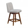 Basila Swivel Counter Stool in Brown Oak Wood Finish with Taupe Fabric 002