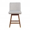 Basila Swivel Counter Stool in Brown Oak Wood Finish with Taupe Fabric 005