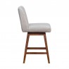 Basila Swivel Counter Stool in Brown Oak Wood Finish with Taupe Fabric 0003