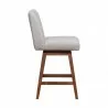 Basila Swivel Counter Stool in Brown Oak Wood Finish with Taupe Fabric 0003 - Basila Swivel Counter Stool in Brown Oak Wood Finish with Taupe Fabric 0003