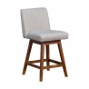 Basila Swivel Counter Stool in Brown Oak Wood Finish with Taupe Fabric 001