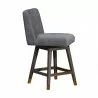 Basila Swivel Counter Stool in Grey Oak Wood Finish with Grey Fabric 007 - Basila Swivel Counter Stool in Grey Oak Wood Finish with Grey Fabric 007