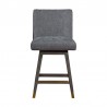 Basila Swivel Counter Stool in Grey Oak Wood Finish with Grey Fabric 004