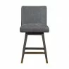 Basila Swivel Counter Stool in Grey Oak Wood Finish with Grey Fabric 004 - Basila Swivel Counter Stool in Grey Oak Wood Finish with Grey Fabric 004