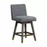 Basila Swivel Counter Stool in Grey Oak Wood Finish with Grey Fabric 003 - Basila Swivel Counter Stool in Grey Oak Wood Finish with Grey Fabric 003