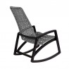 Armen Living Sequoia Outdoor Patio Rocking Chair in Dark Eucalyptus Wood and Gray Rope- Back Angle