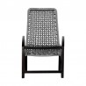 Armen Living Sequoia Outdoor Patio Rocking Chair in Dark Eucalyptus Wood and Gray Rope- Back