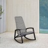 Armen Living Sequoia Outdoor Patio Rocking Chair in Dark Eucalyptus Wood and Gray Rope