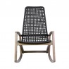 Armen Living Sequoia Outdoor Patio Rocking Chair in Light Eucalyptus Wood and Charcoal Rope- Front