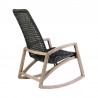 Armen Living Sequoia Outdoor Patio Rocking Chair in Light Eucalyptus Wood and Charcoal Rope- Back Angle