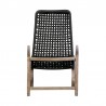 Armen Living Sequoia Outdoor Patio Rocking Chair in Light Eucalyptus Wood and Charcoal Rope- Back